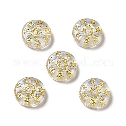 Beschichtung Acryl-Perlen, goldenen Metall umschlungen, flache Runde mit Stern und Mond, golden, 5x12.5 mm, Bohrung: 1.5 mm