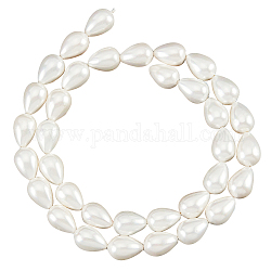 Nbeads 1 hebra aproximadamente 35 piezas de cuentas de concha natural de 8 mm, Cuentas de concha de lágrima blanca, perlas cultivadas de imitación, cuentas espaciadoras para manualidades, pulseras, pendientes, fabricación de joyas
