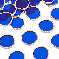 Olycraft 30 pieza de azulejos de mosaico de vidrio de 1 pulgadas, piezas de mosaico de vidrio con borde de latón dorado rosa, mosaico de vidrio, adornos para colgar, mosaico, manualidades, decoración del hogar, azul marino