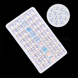 Cabujones de cristal transparente k9, espalda plana, cuadrado, Alice azul, 10x10x5 mm, aproximamente 45 unidades / bolsa
