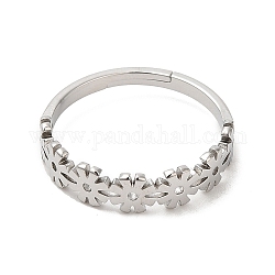 304 регулируемое кольцо в виде цветка из нержавеющей стали для женщин, цвет нержавеющей стали, размер США 6 (16.5 мм)