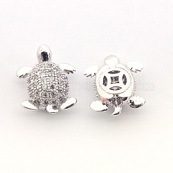Micro cuivres ouvrent perles de tortue de zircone cubique, Sans cadmium & sans nickel & sans plomb, platine, 12x9.5x4.5mm, Trou: 1mm
