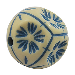 Colorful Round Printed Resin Beads, Blue, Size: about 20mm in diameter, hole: 2.8mm
