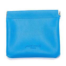 PU Imitation Leather Women's Bags, Square, Deep Sky Blue, 12x11.5cm