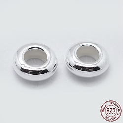 925 стерлингов серебряные шарики Spacer, рондель, серебряные, 5x2 мм, отверстие : 2.5 мм
