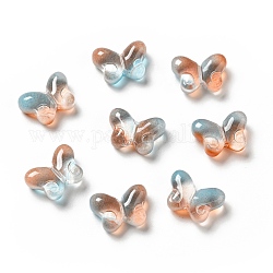 Perlas de vidrio de pintura transparente para hornear, con polvo del brillo, mariposa, colorido, 10x14x5.5mm, agujero: 1 mm