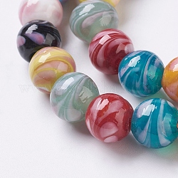 Chapelets de perles vernissées manuelles, ronde, couleur mixte, 10mm, Trou: 2mm, Environ 40 pcs/chapelet, 15.7 pouce (40 cm)