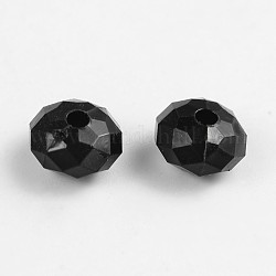 Acrylic Beads, Faceted Rondelle, Black, about 8mm in diameter, 5mm thick, hole: 1.5mm, about 2272pcs/500g