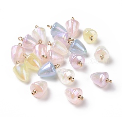 Plating Acrylic Pendants, Pearlized, with ABS Plastic Light Gold Plated Loops, Cone, Mixed Color, 25x16mm, Hole: 2.3mm