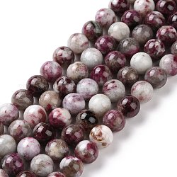 Perles de tourmaline fleurs de prunier naturel brins, ronde, 10mm, Trou: 1.2mm, Environ 40 pcs/chapelet, 15.55'' (39.5 cm)