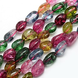 Natürlichen Quarzkristall Nuggets Perlen Stränge, getrommelt Stein, gefärbt und erhitzt, Mischfarbe, 13~24x10~14 mm, Bohrung: 1 mm, etwa 15.5 Zoll
