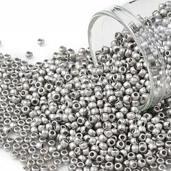 Toho perline rotonde, perline giapponesi, (714f) argento metallizzato opaco, 11/0, 2.2mm, Foro: 0.8 mm, circa 5555pcs/50g