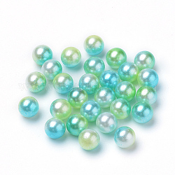 Regenbogen Acryl Nachahmung Perlen, Farbverlauf Meerjungfrau Perlen, kein Loch, Runde, grün gelb, 4 mm, ca. 10000 Stk. / Beutel