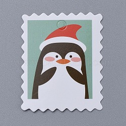 Motif de pingouin étiquettes en papier kraft noël, étiquettes cadeaux accrocher des étiquettes, pour les arts artisanaux mariage festival de noël, noir, 5x4x0.04 cm, Trou: 4.5mm