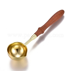 Cucchiaio in fusione di bastoncini di cera d'ottone, con manico in legno, oro, 111x30x15.3mm