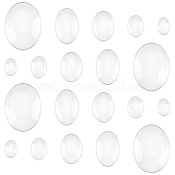 Pandahall elite 100pcs 5 Stil transparente ovale Glascabochons, für Cameo Foto Anhänger Handwerk Schmuckherstellung, Transparent, 14~40x10~30x3~8 mm, 20pcs / style