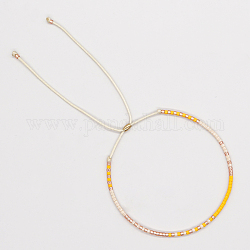 Плетеный браслет-слайдер Glass Seed, регулируемый браслет для женщин, желтые, 11 дюйм (28 см)