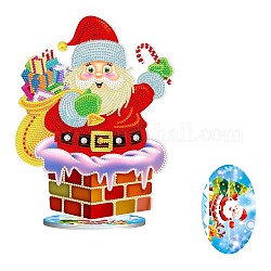 Diy рождественская тема дисплей декор наборы для алмазной живописи, включая пластиковую доску, смола стразы, ручка, поднос тарелка и клей глина, Дед Мороз, 270x205x80 мм