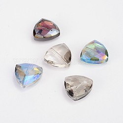 Perle di cristallo placcato cristallo triangolo, sfaccettato, colore cromato, colore misto, 18x18x9mm, Foro: 1 mm
