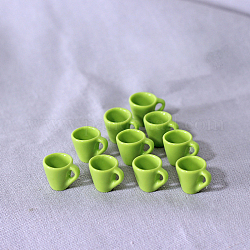 Ornements miniatures de tasse de thé en résine, accessoires de maison de poupée de jardin paysager micro, faire semblant de décorations d'accessoires, vert jaune, 16x13mm, 10 pcs / Set.