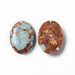 Cabochons assemblés en bronzite et jaspe impérial, ovale, teinte, colorées, 40x30x7.5~8.5mm