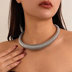 Eisen-Halsketten mit runden Schlangenketten, Platin Farbe, Innendurchmesser: 5.12 Zoll (13 cm)