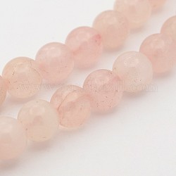Natural rosa redondas cuarzo hebras de abalorios, 6mm, agujero: 1 mm, aproximamente 68 pcs / cadena, 15.7 pulgada