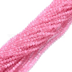 Katzenauge Perlen Stränge, Runde, facettiert, neon rosa , 3 mm, Bohrung: 0.2 mm, 14.17 Zoll (36 cm), 122 Stk. / Strang