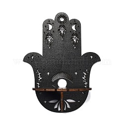 Wooden Shelf for Crystal Ball, Witchcraft Floating Wall Shelf, for Home Room Wall Decor, Hamsa Hand, 250x194x94mm