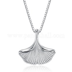 925 ожерелье с подвеской из листьев гинкго из стерлингового серебра, изящное ожерелье для женщин, платина, Кулон : 11x10 мм