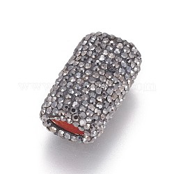 Abalorios de Diamante de imitación de arcilla polímero, con fornituras de latón, Rectángulo, hematites, 21~22x13x10mm, agujero: 4x7 mm