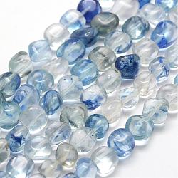 Glasperlen Stränge, Chip, Kornblumenblau, 7~9x7~9x3~8 mm, Bohrung: 1 mm, ca. 42~47 Stk. / Strang, 15.7 Zoll (40 cm)