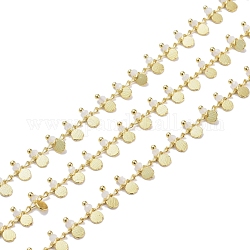 Chaînes à perles en verre facetté fait à la main, soudé, avec les accessoires en laiton, or, Plaqué longue durée, avec bobine, blush lavande, 7~7.5x3x2~2.5mm, environ 32.8 pied (10 m)/rouleau