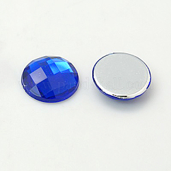 Cabochon posteriori in strass acrilici imitazione taiwan, sfaccettato, mezzo tondo/cupola, blu scuro, 18x5mm, 200pcs/scatola