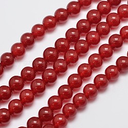 Натуральные и крашеные нити шарик Malaysia нефрита, имитация красный агат, круглые, красные, 8 мм, отверстие : 1.0 мм, около 48 шт / нитка, 15 дюйм