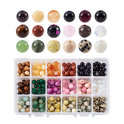 Yilisi 270pcs 18 couleurs perles de pierres précieuses naturelles et synthétiques, ronde, 8~8.5mm, Trou: 1mm, 15 pcs / couleur