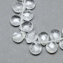 Chapelets de perles en cristal de quartz naturel, cristal de roche, perles percées, facette, larme, 12x9~10x6mm, Trou: 1mm, Environ 30 pcs/chapelet, 11.81 pouce