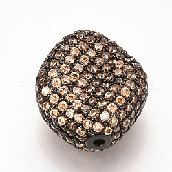 Messing Mikro ebnen Zirkonia Perlen, Oval, Weizen, Metallgrau, 20x17x9 mm, Bohrung: 1.5 mm