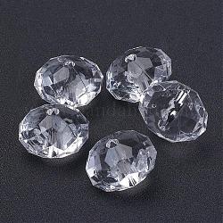 Perles acryliques transparentes transparentes à facettes pour colliers épais, environ 20 mm de diamètre, épaisseur de 14mm, Trou: 3mm