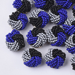 Cabochons aus Glasperlen, Cluster-Perlen, mit perforierten ScheibenFassungen aus vergoldetem Eisen, Blume, Farbig, 19~20x10~12 mm
