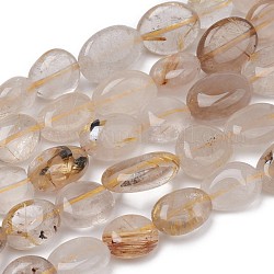 Chapelets de perles en quartz de rutile naturel, pépites, pierre roulée, 8~10x8~9x5.5~6mm, Trou: 0.5mm, Environ 43 pcs/chapelet, 15.55 pouce (39.5 cm)