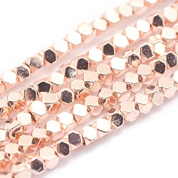 Electroplate Non-magnetic Synthetic Hematite Beads Strands, Grade AA, Long-Lasting Plated, Faceted, Cube, Light Rose Gold Plated, 2x2x2mm, Hole: 0.5mm, about 198pcs/strand, 15.7 inch(40cm)