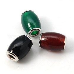 Natürlichen Edelstein Perlen europäischen, Mischfarbe, Fass, Mischfarbe, 15x11 mm, Bohrung: 4 mm