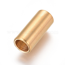 304 Stainless Steel Magnetic Clasps with Glue-in Ends, Ion Plating (IP), Matte, Column, Golden, 18x8mm, Hole: 6mm