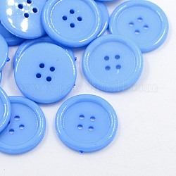 Bottoni da cucire acrilico, bottoni plastico per  costume design, 4-foro, tinto, rotondo e piatto, blu fiordaliso, 17x2mm, Foro: 1 mm
