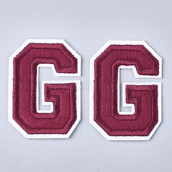 Computerized Embroidery Cloth Iron On Patches, Costume Accessories, Appliques, Letter, Letter.G, 57x41x1.5mm