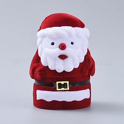 父のクリスマスの形のベルベットのアクセサリー箱  ポータブルジュエリー収納ケース  リングイヤリングネックレス用  レッド  4.7x4.2x6.6cm