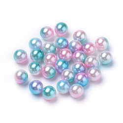 Perles acrylique imitation arc-en-ciel, perles de sirène gradient, sans trou, ronde, bleu ciel, 4 mm, environ 15800 pcs / 500 g