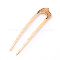 French Hair Forks, U Shape Updo Hair Pins Clips, for Thin Thick Hair, with Shell, Light Gold, 106x25x3mm