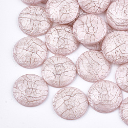 Acryl Cabochons, mit Emaille, Halbrund, rosa, 20x5 mm
